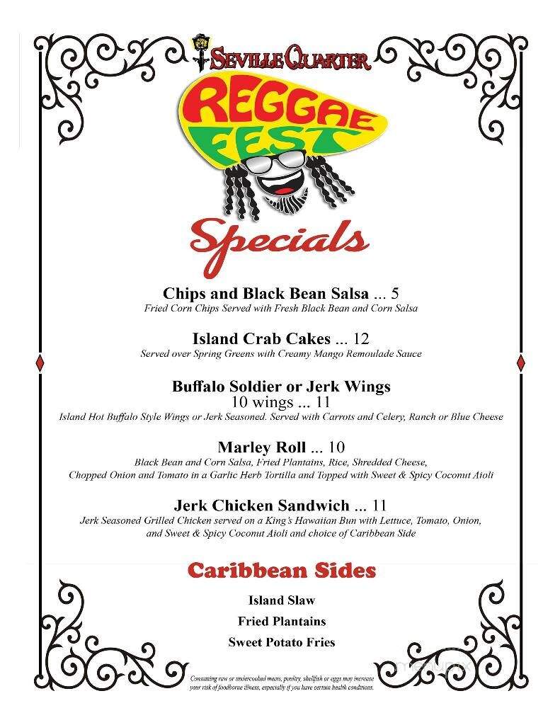 Seville Quarter - Pensacola, FL menu_pic