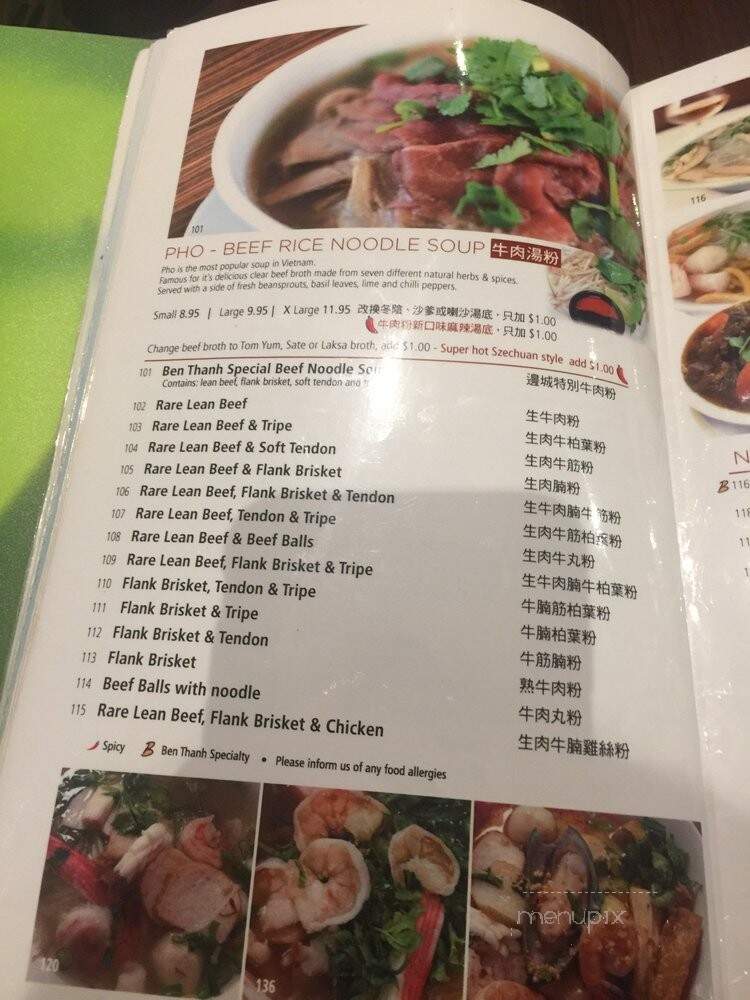 Ben Thanh Viet Thai Restaurant - Kitchener, ON menu_pic