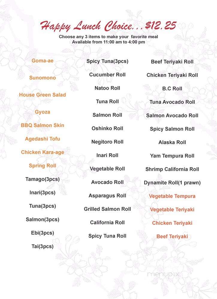 Maple Sushi - Surrey, BC menu_pic