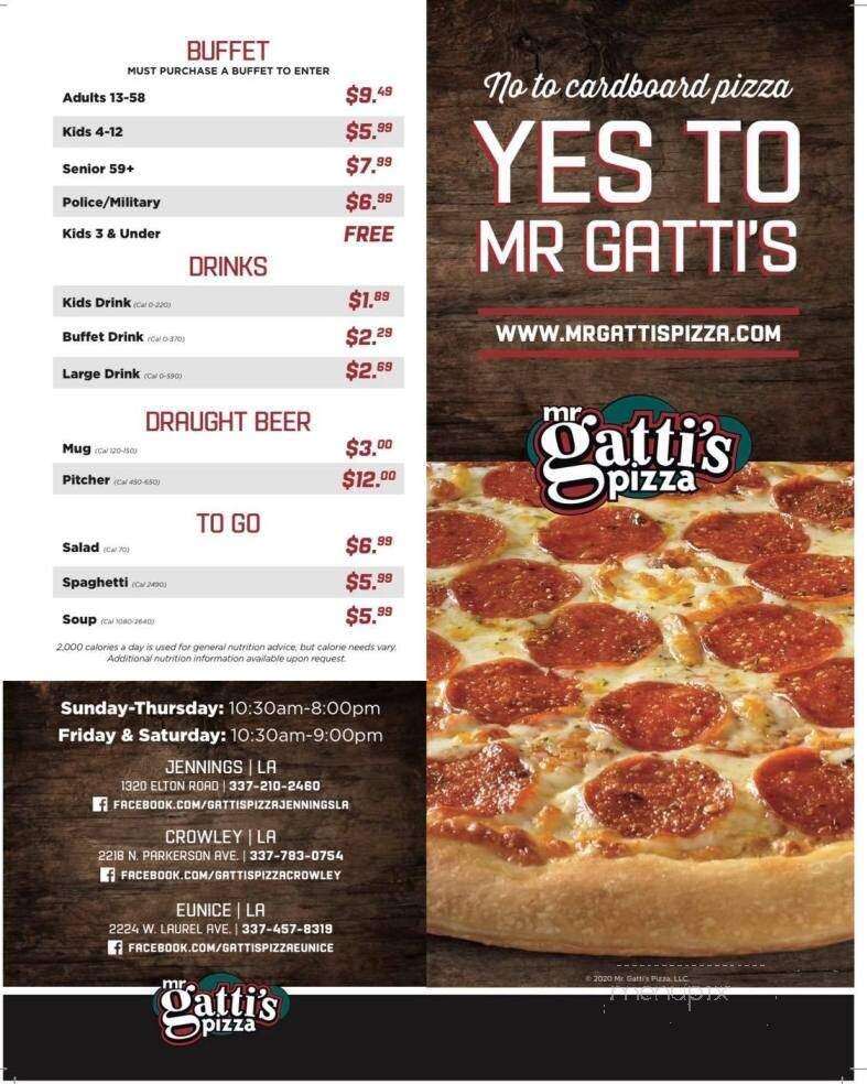 Mr Gatti's Pizza - Eunice, LA menu_pic