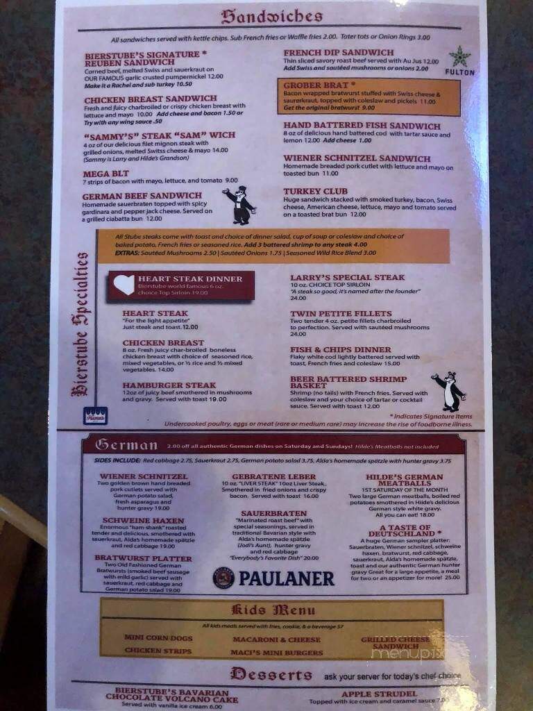 Bierstube - Hastings, MN menu_pic