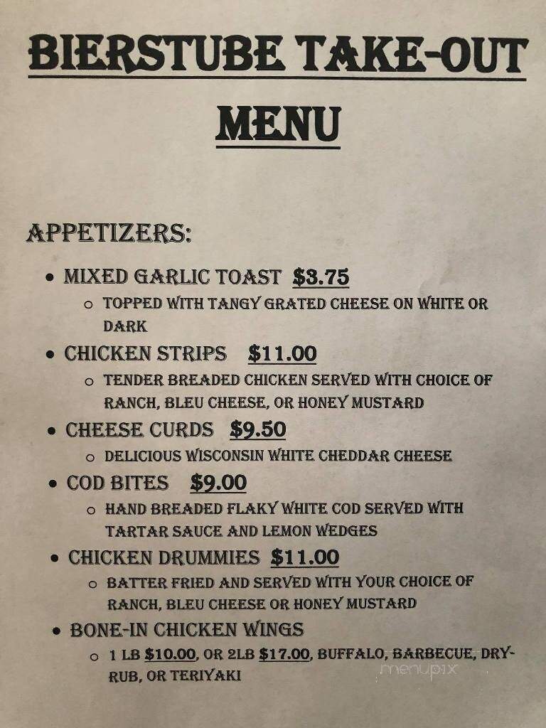 Bierstube - Hastings, MN menu_pic