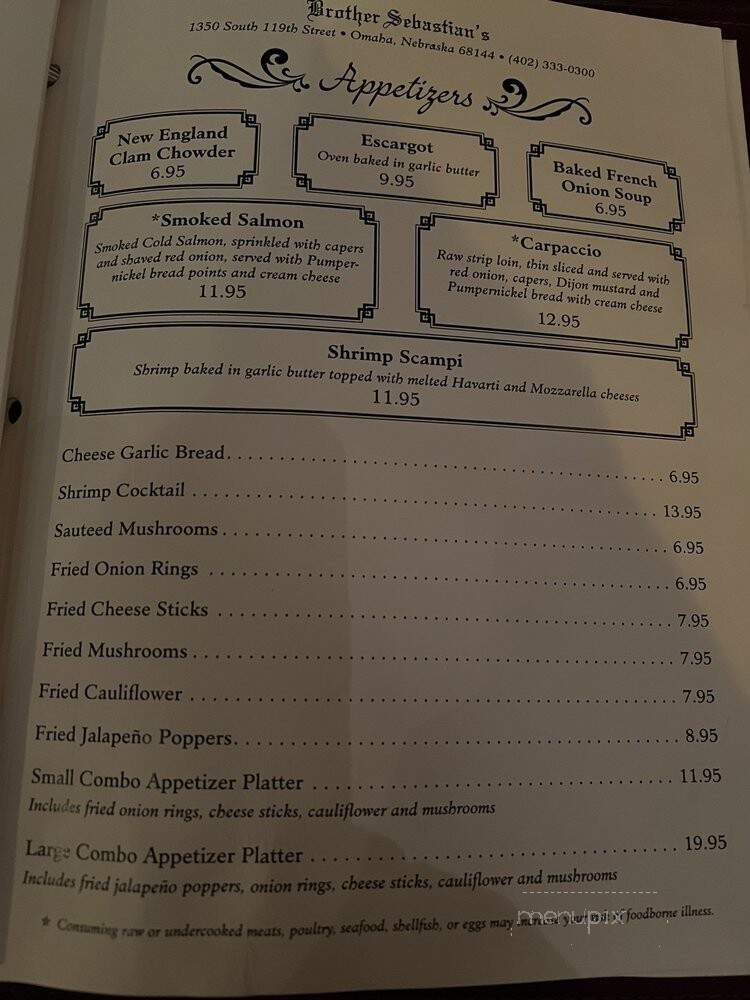 Brother Sebastian's Steakhouse - Omaha, NE menu_pic