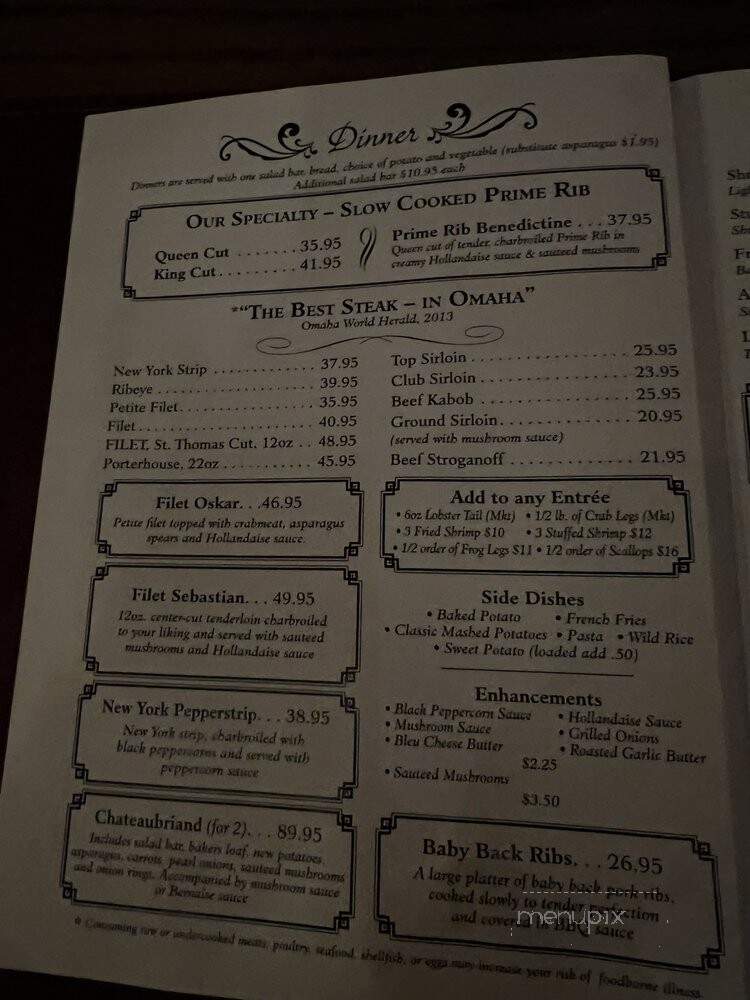 Brother Sebastian's Steakhouse - Omaha, NE menu_pic