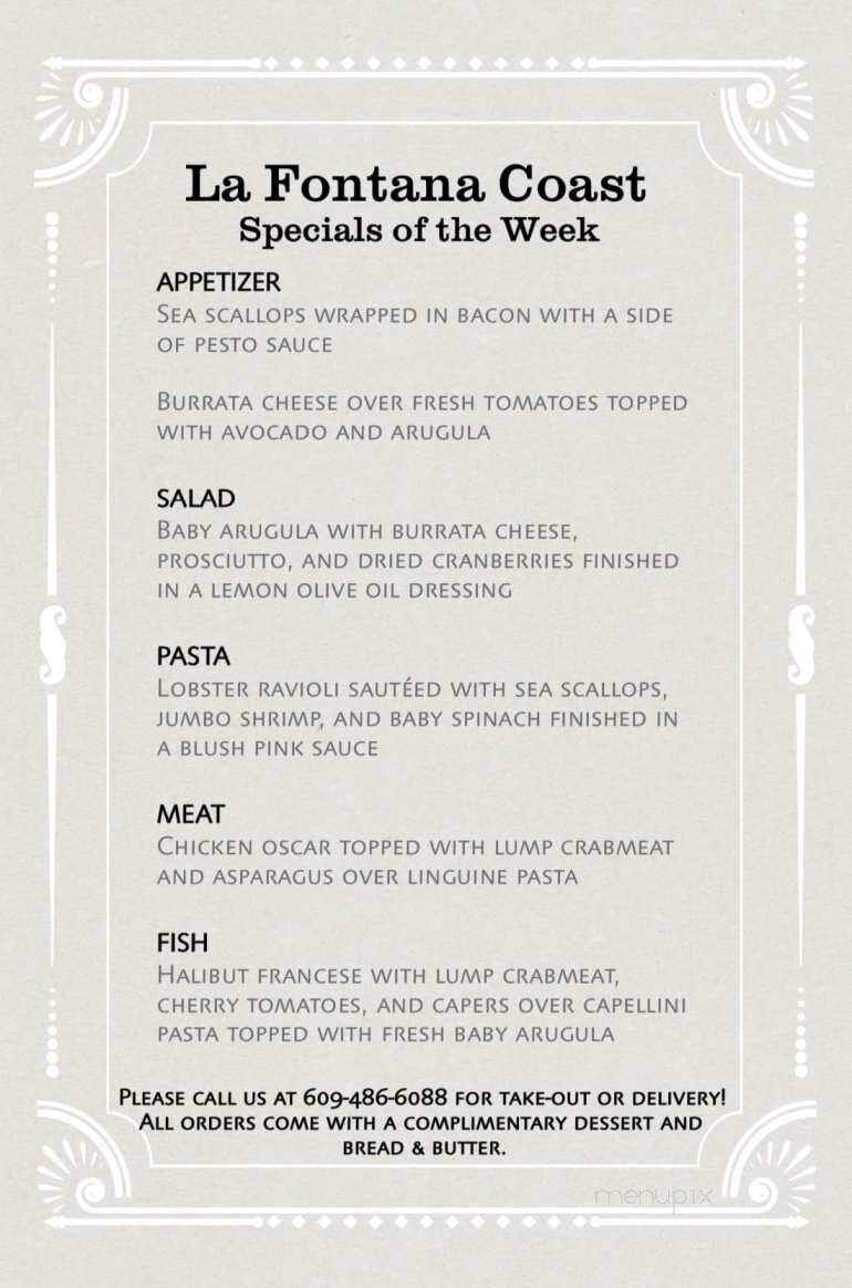 La Fontana Del Mare Inc - Strathmere, NJ menu_pic