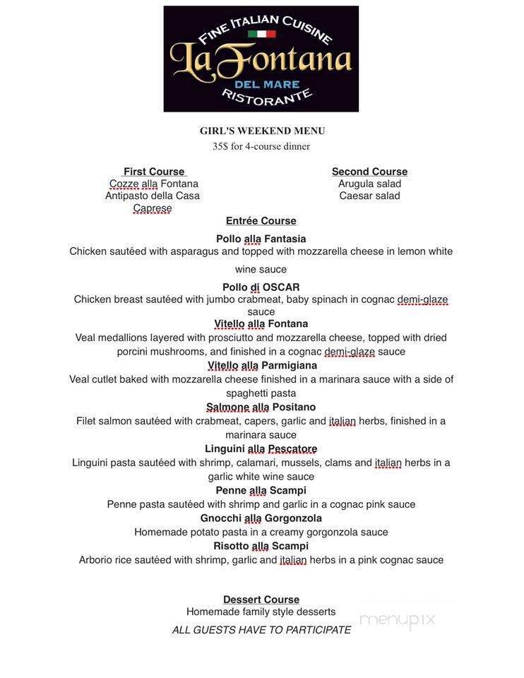 La Fontana Del Mare Inc - Strathmere, NJ menu_pic