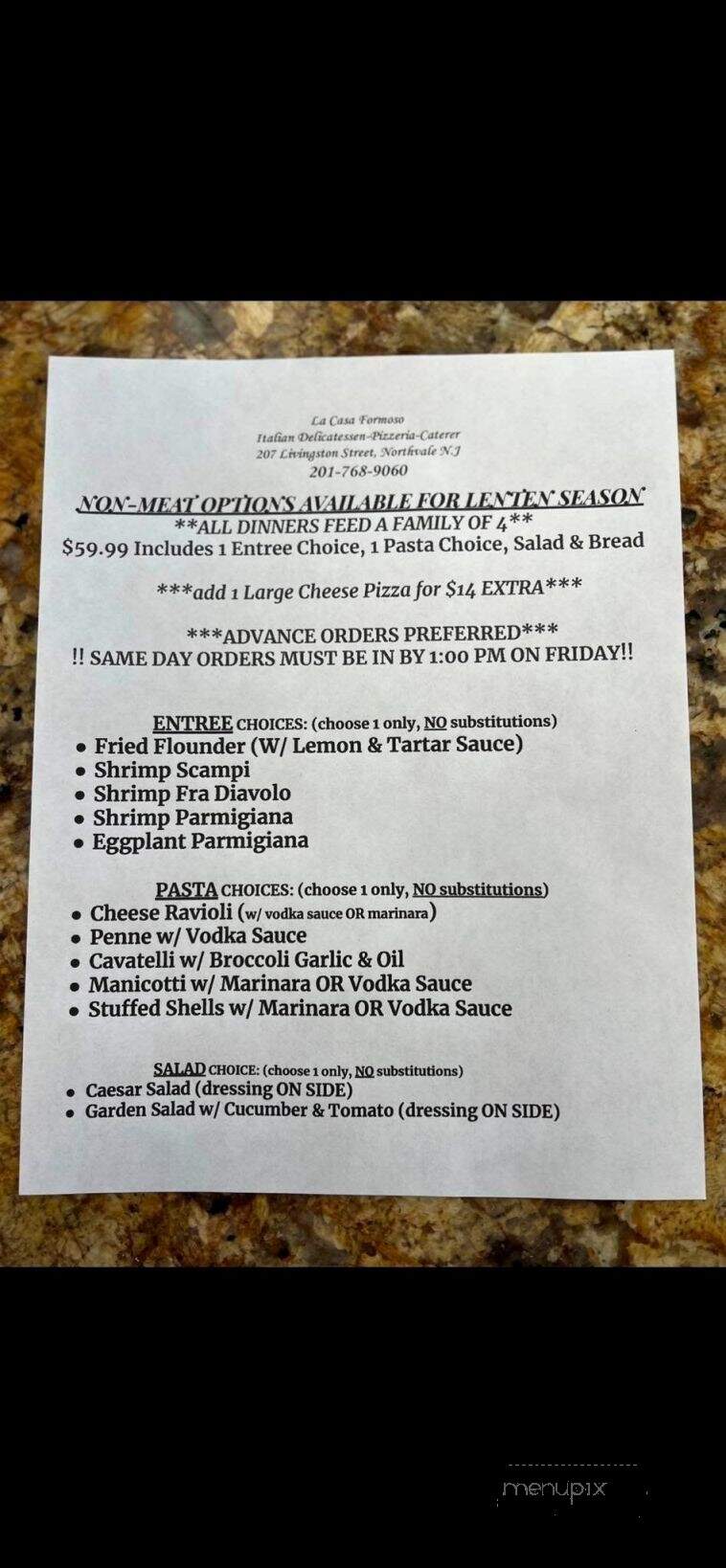 La Casa Formoso - Northvale, NJ menu_pic