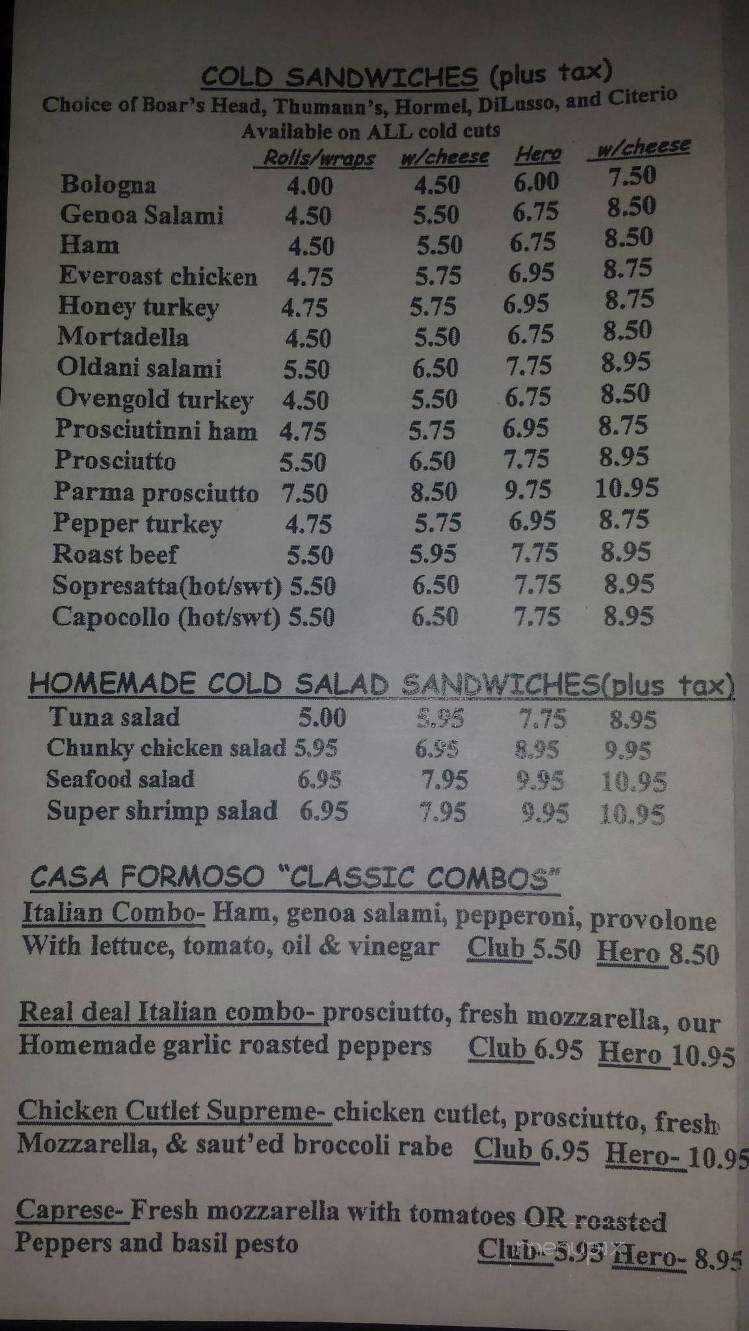 La Casa Formoso - Northvale, NJ menu_pic