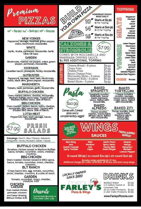 Farleys Pizza - Mineral Springs, NC menu_pic