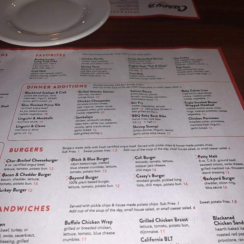 Casey's Seafood Grill & Pub - Newtown Square, PA menu_pic