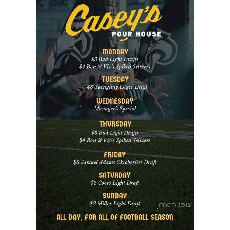 Casey's Seafood Grill & Pub - Newtown Square, PA menu_pic