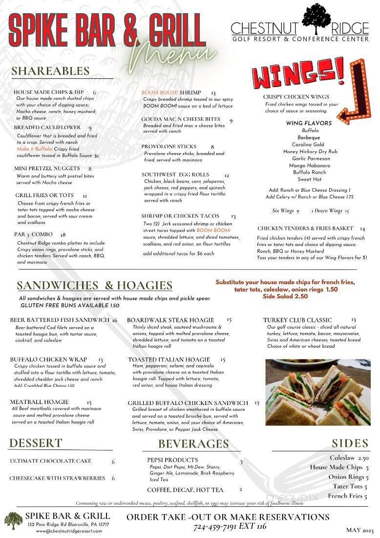 Chestnut Ridge Golf Club - Blairsville, PA menu_pic