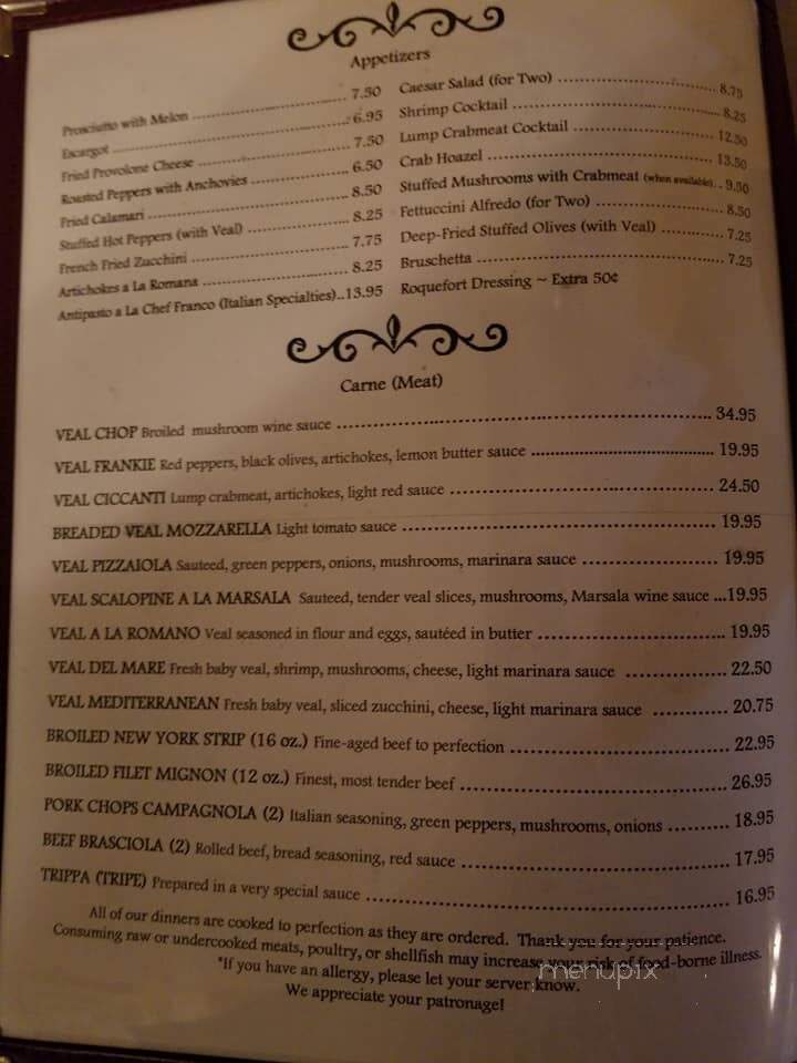 Ciccanti Ristorante - Clairton, PA menu_pic