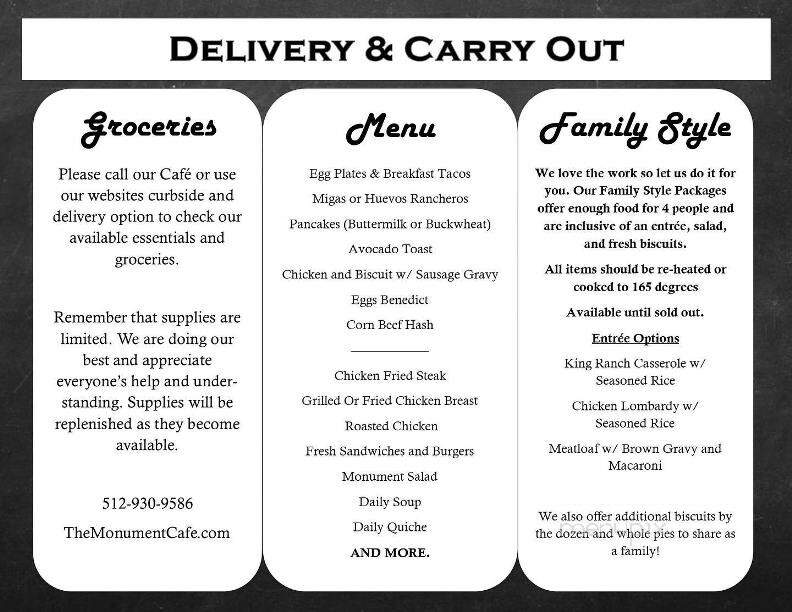Monument Cafe - Georgetown, TX menu_pic