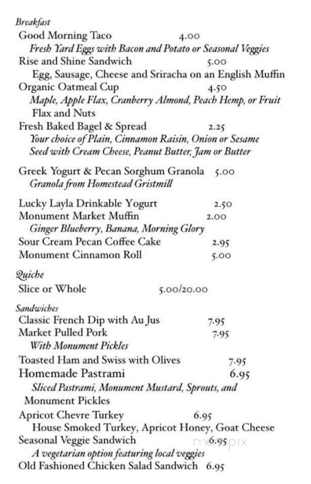 Monument Cafe - Georgetown, TX menu_pic