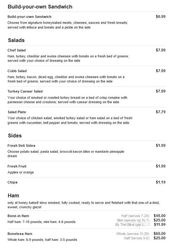 Honeybaked Ham Co - Newport News, VA menu_pic