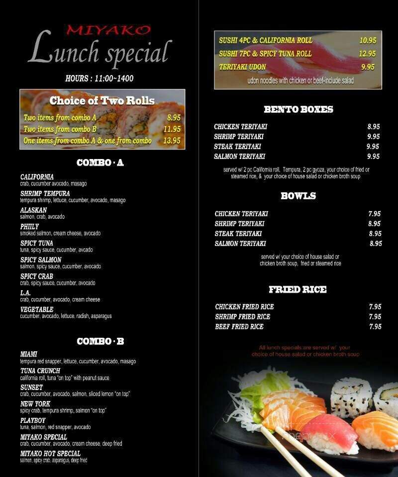 Miyako Japanese Steak & Sushi - Montgomery, AL menu_pic