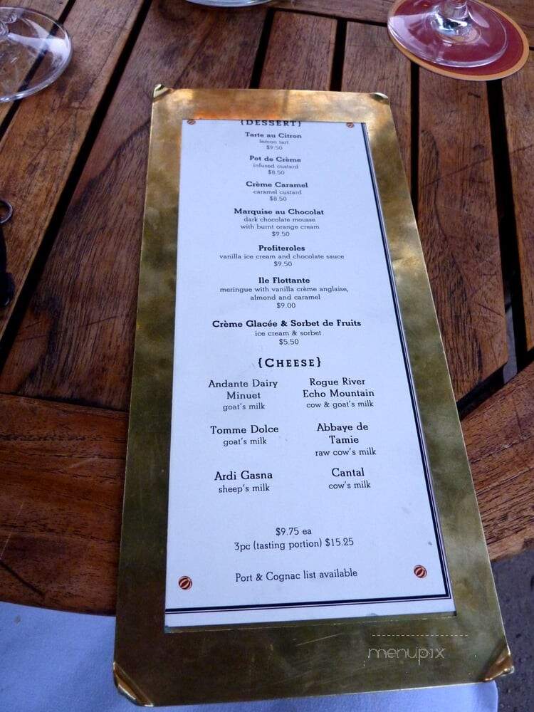 Bouchon Restaurant - Yountville, CA menu_pic