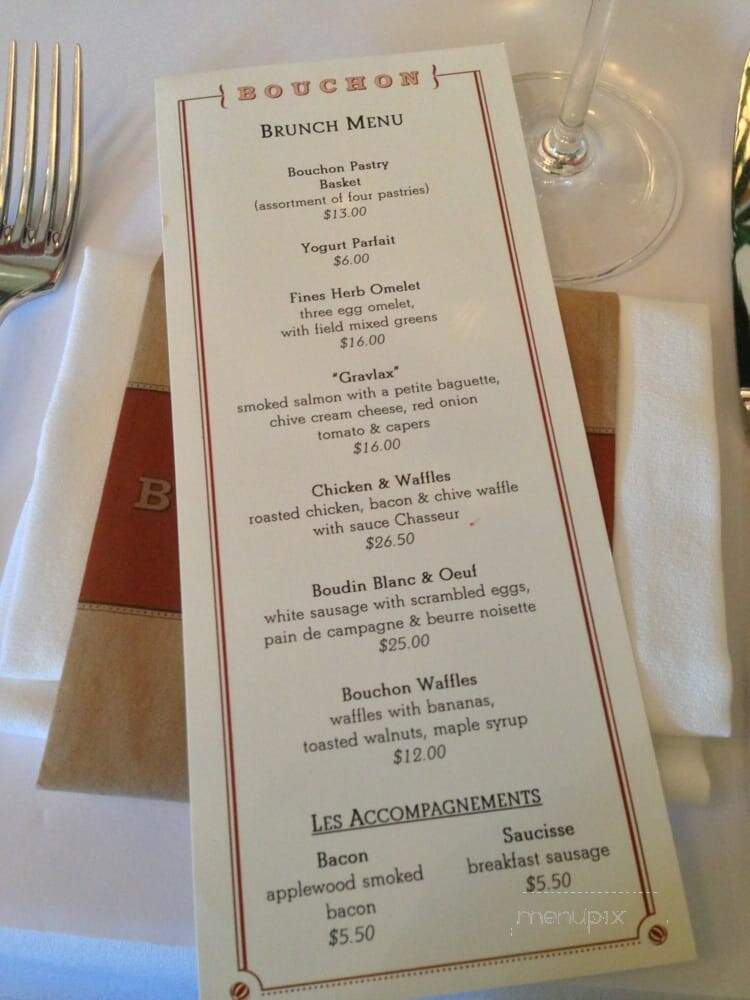 Bouchon Restaurant - Yountville, CA menu_pic