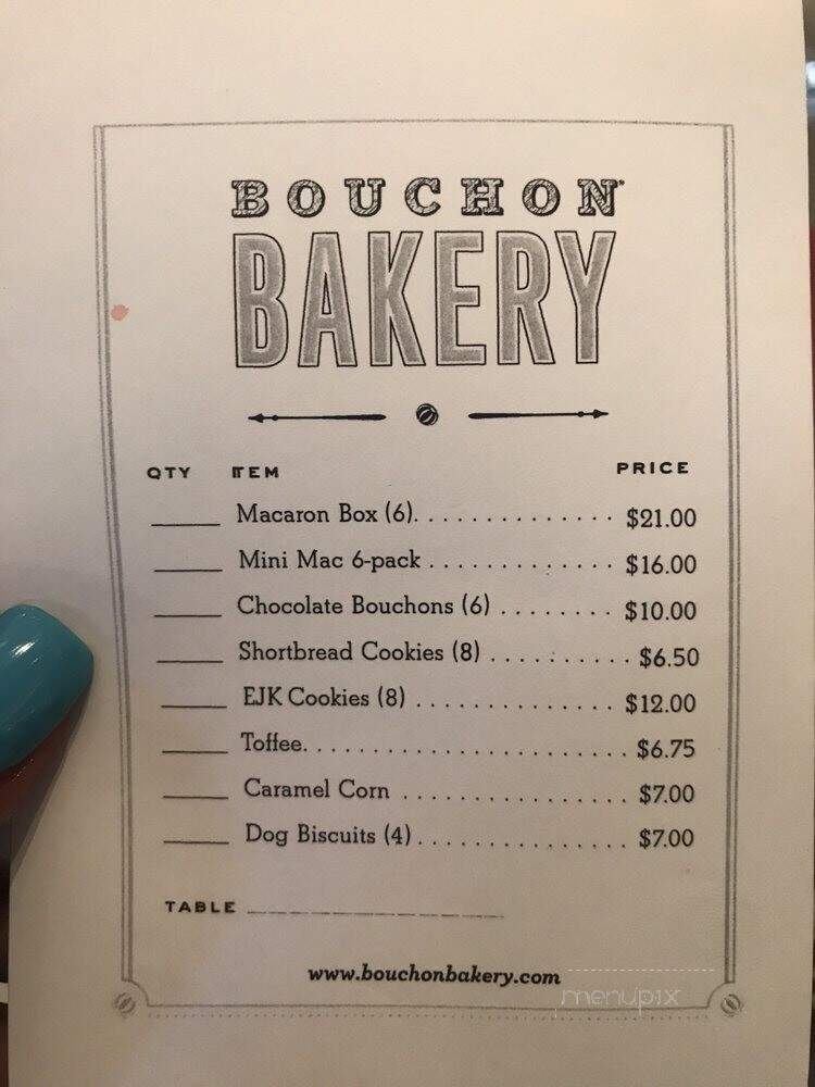 Bouchon Restaurant - Yountville, CA menu_pic