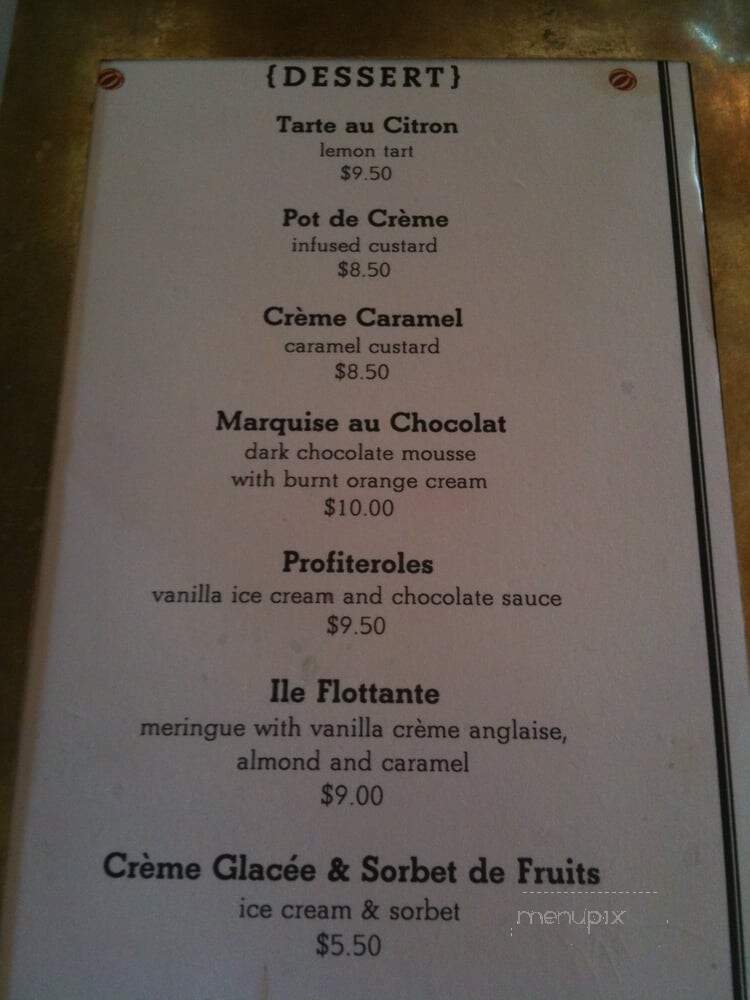 Bouchon Restaurant - Yountville, CA menu_pic