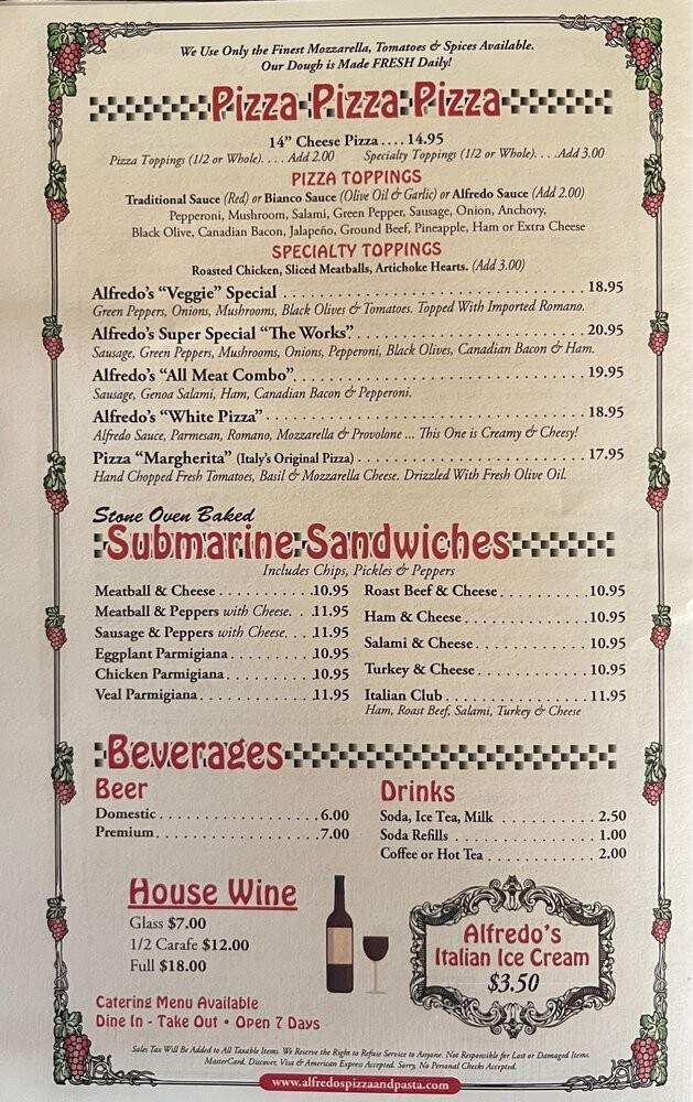 Alfredo's Pizza & Pasta - San Bernardino, CA menu_pic