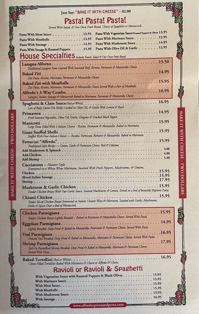 Alfredo's Pizza & Pasta - San Bernardino, CA menu_pic