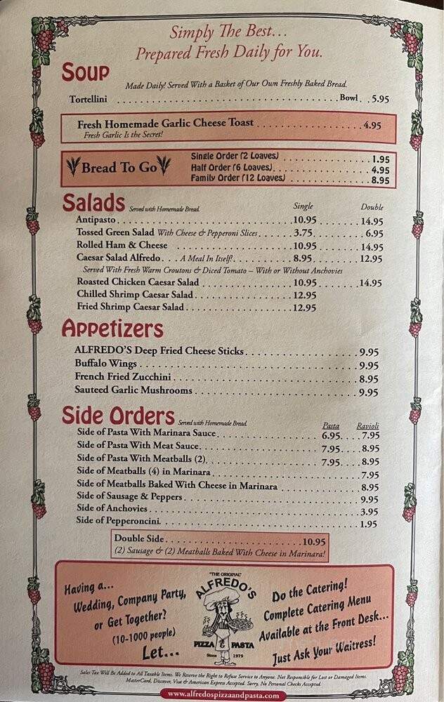 Alfredo's Pizza & Pasta - San Bernardino, CA menu_pic