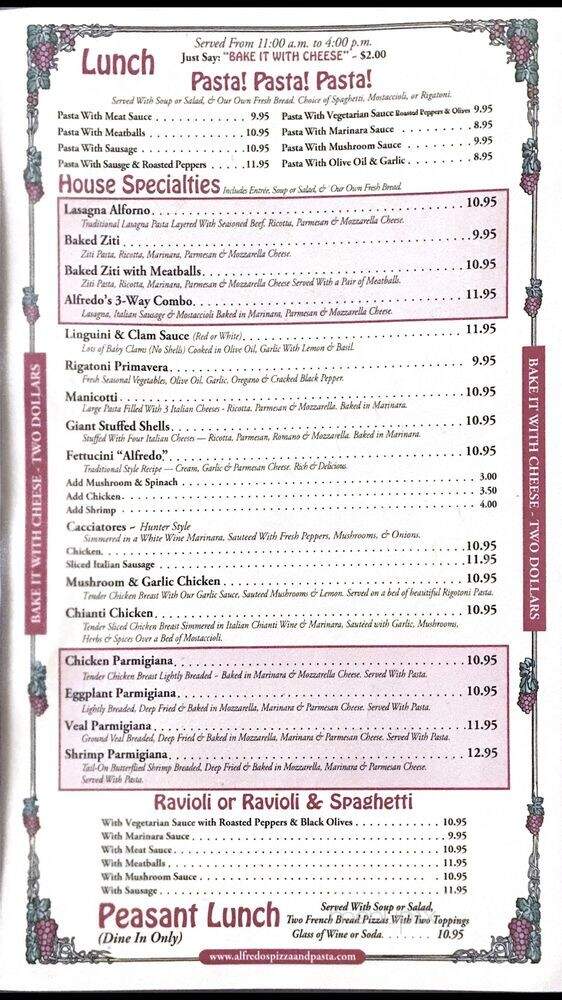 Alfredo's Pizza & Pasta - San Bernardino, CA menu_pic