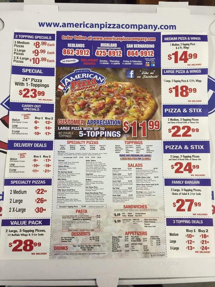 American Pizza Co - Highland, CA menu_pic