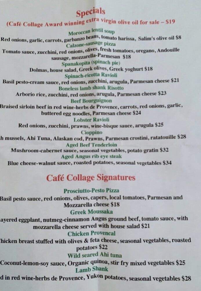 Cafe Collage - Oregon House, CA menu_pic