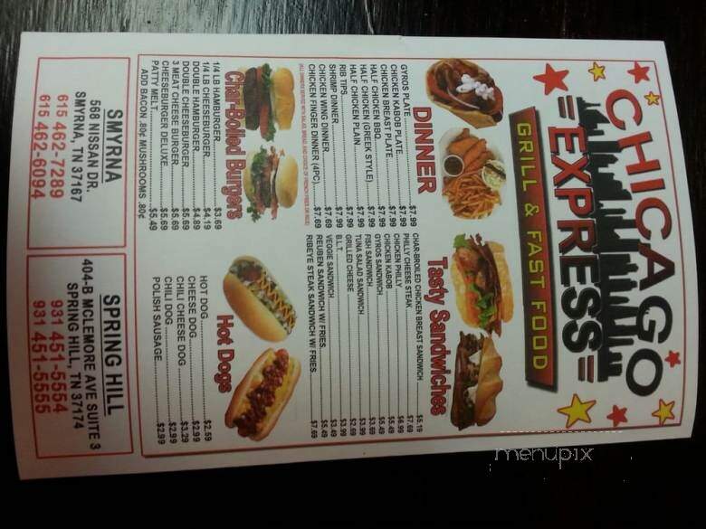 Chicago Express - Smyrna, TN menu_pic