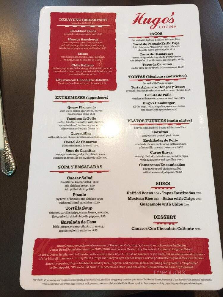 Hugo's Cocina - Houston, TX menu_pic