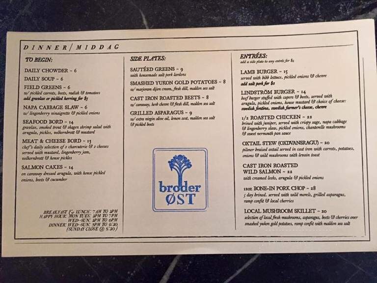 Broder Ost - Hood River, OR menu_pic