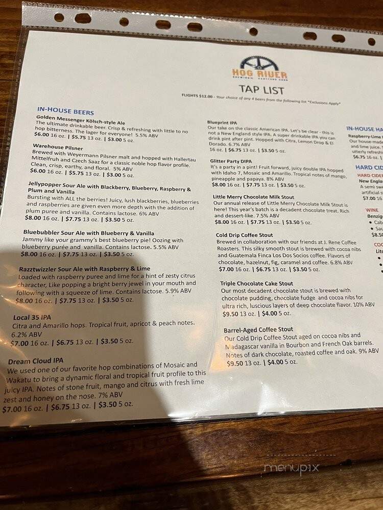 Hog River Brewing Co. - Hartford, CT menu_pic