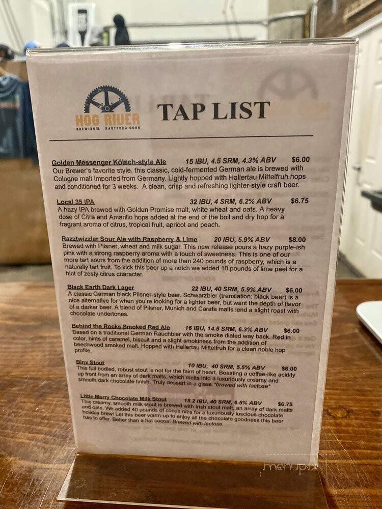 Hog River Brewing Co. - Hartford, CT menu_pic