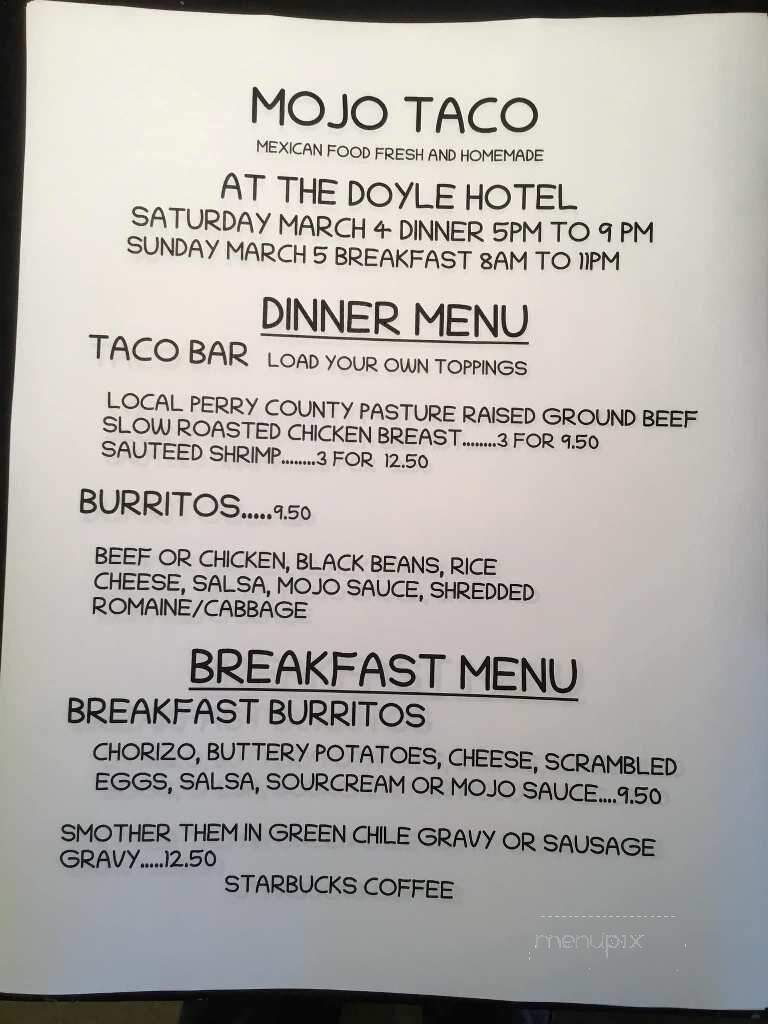 Mojo Taco - Duncannon, PA menu_pic