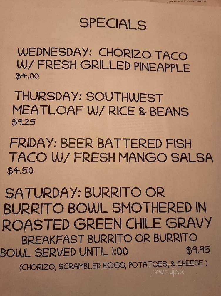 Mojo Taco - Duncannon, PA menu_pic