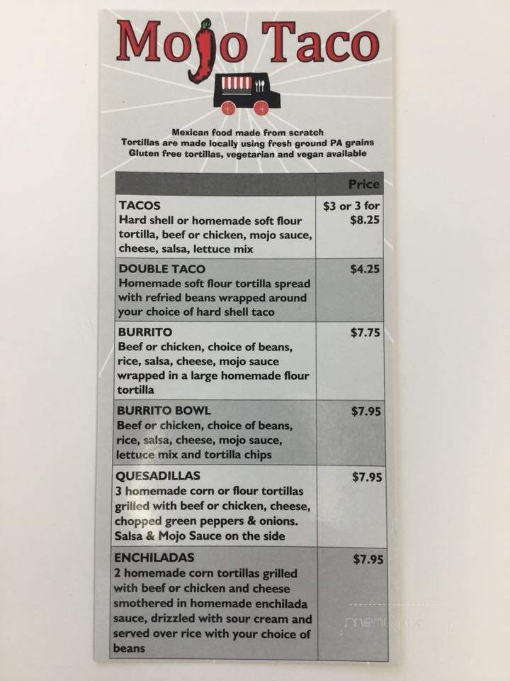 Mojo Taco - Duncannon, PA menu_pic