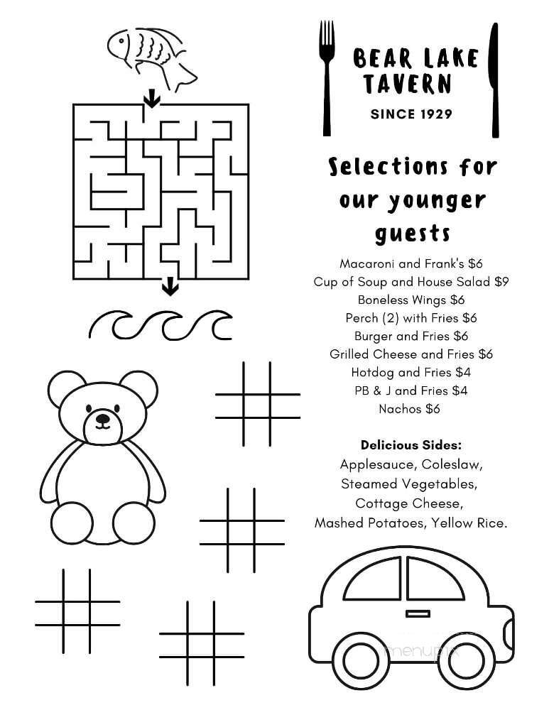 Thrasher's Bear Lake Tavern - North Muskegon, MI menu_pic