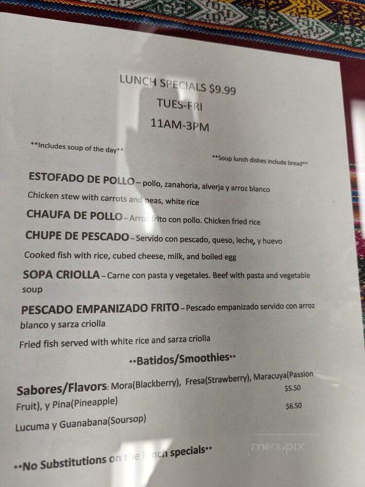 Sabor y Sazon - Houston, TX menu_pic