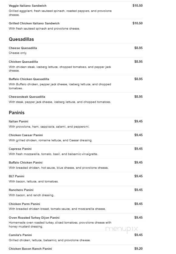 Camila's Pizzeria II - Bensalem, PA menu_pic