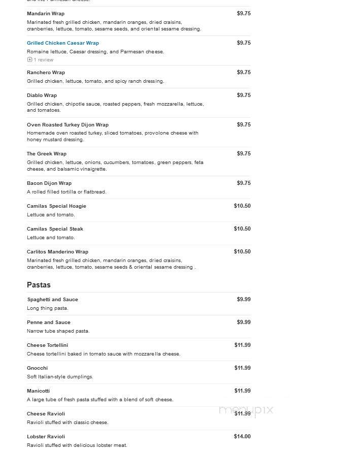 Camila's Pizzeria II - Bensalem, PA menu_pic