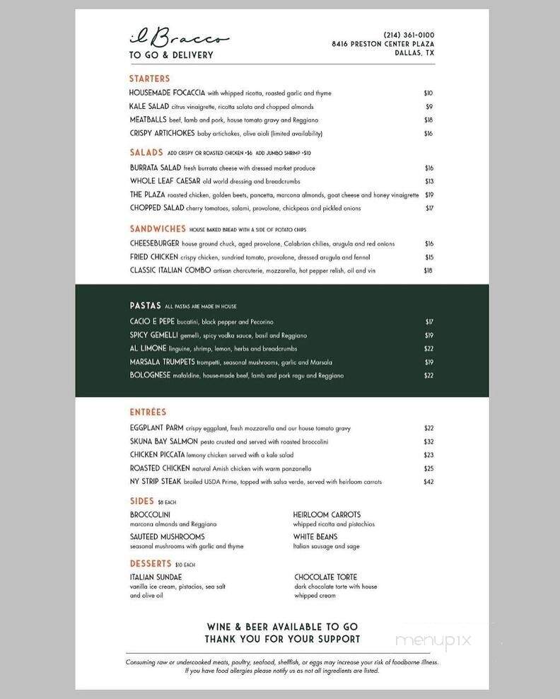 Il Bracco - Dallas, TX menu_pic