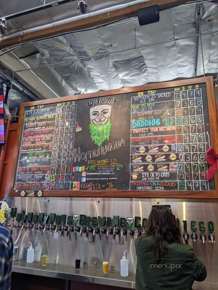 Hopnonymous Brewing - San Diego, CA menu_pic