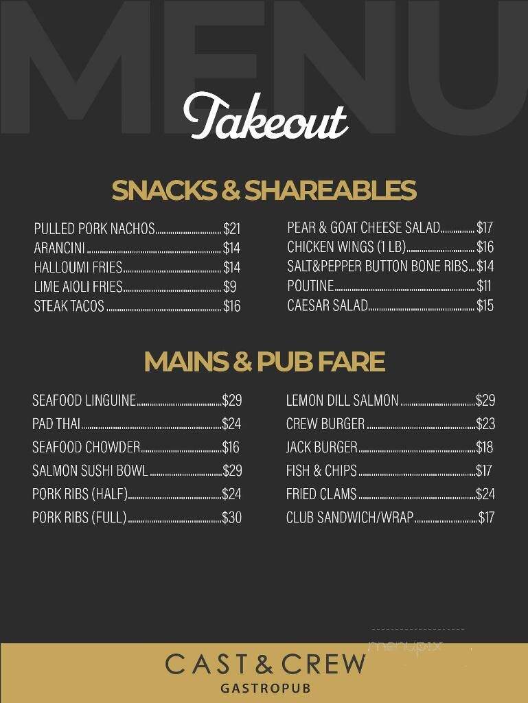 Cast & Crew Gastropub - Bathurst, NB menu_pic