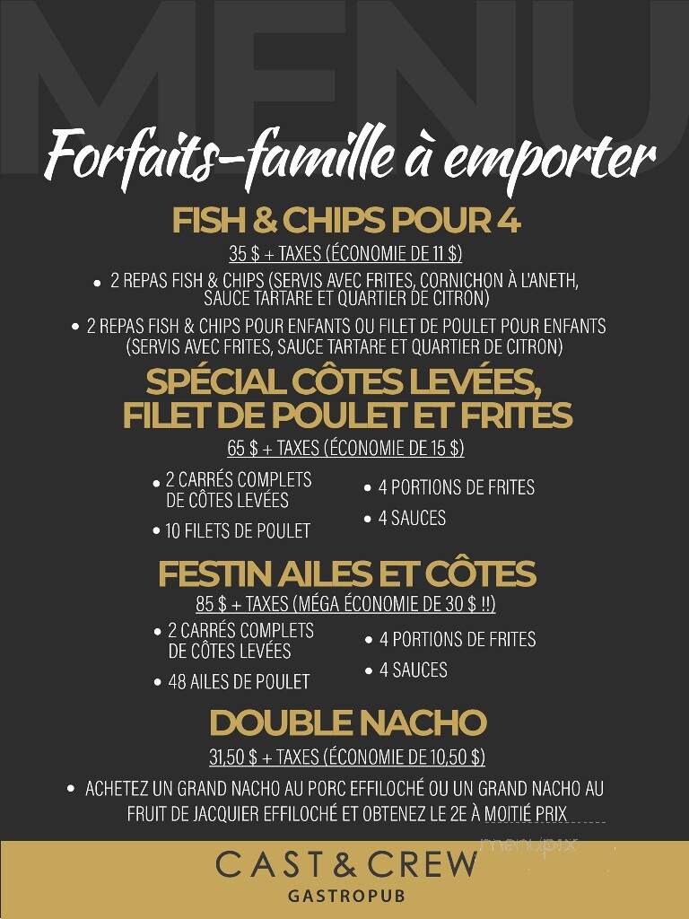 Cast & Crew Gastropub - Bathurst, NB menu_pic