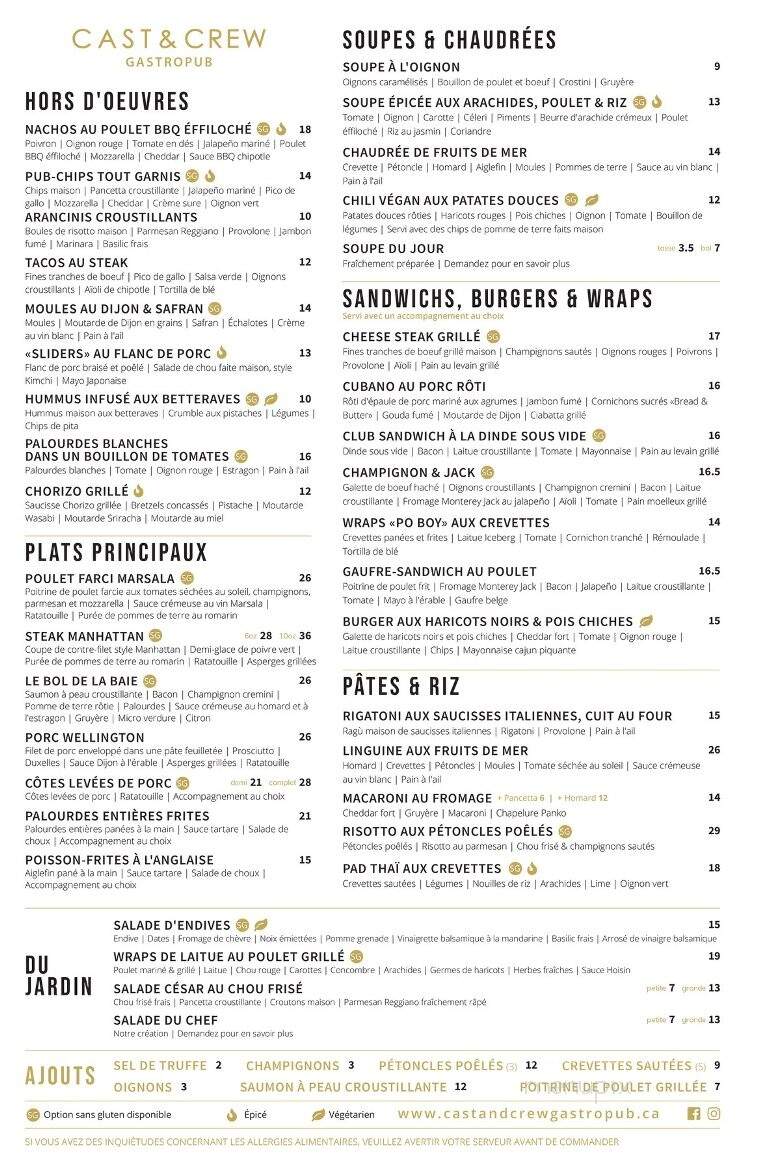 Cast & Crew Gastropub - Bathurst, NB menu_pic
