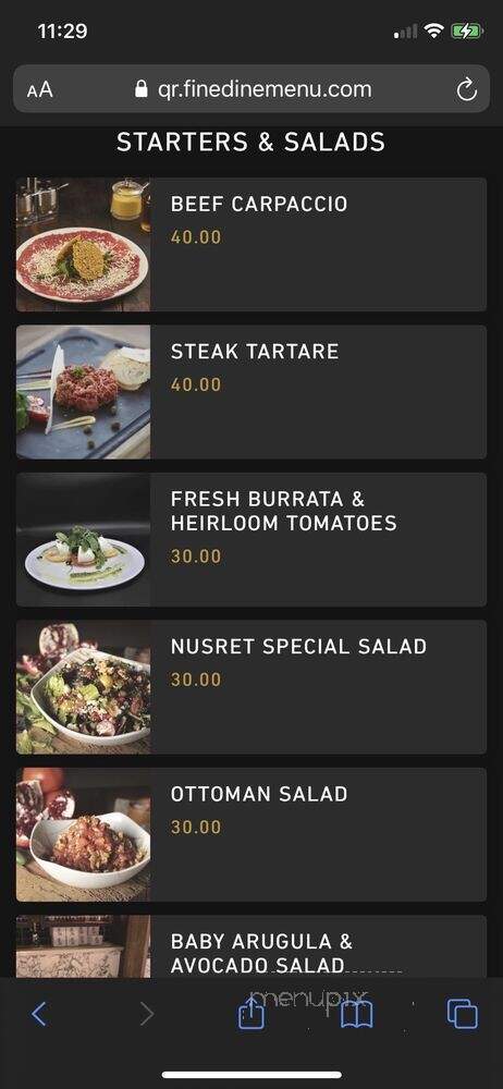 Nusr-Et Steakhouse - Dallas, TX menu_pic