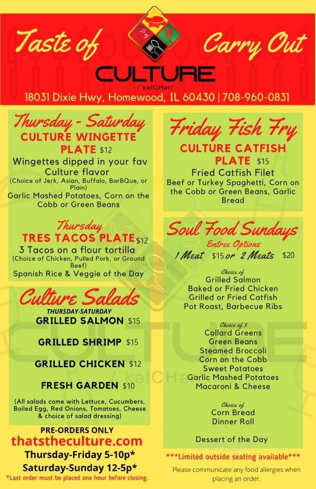 Culture Food & Entertainment - Homewood, IL